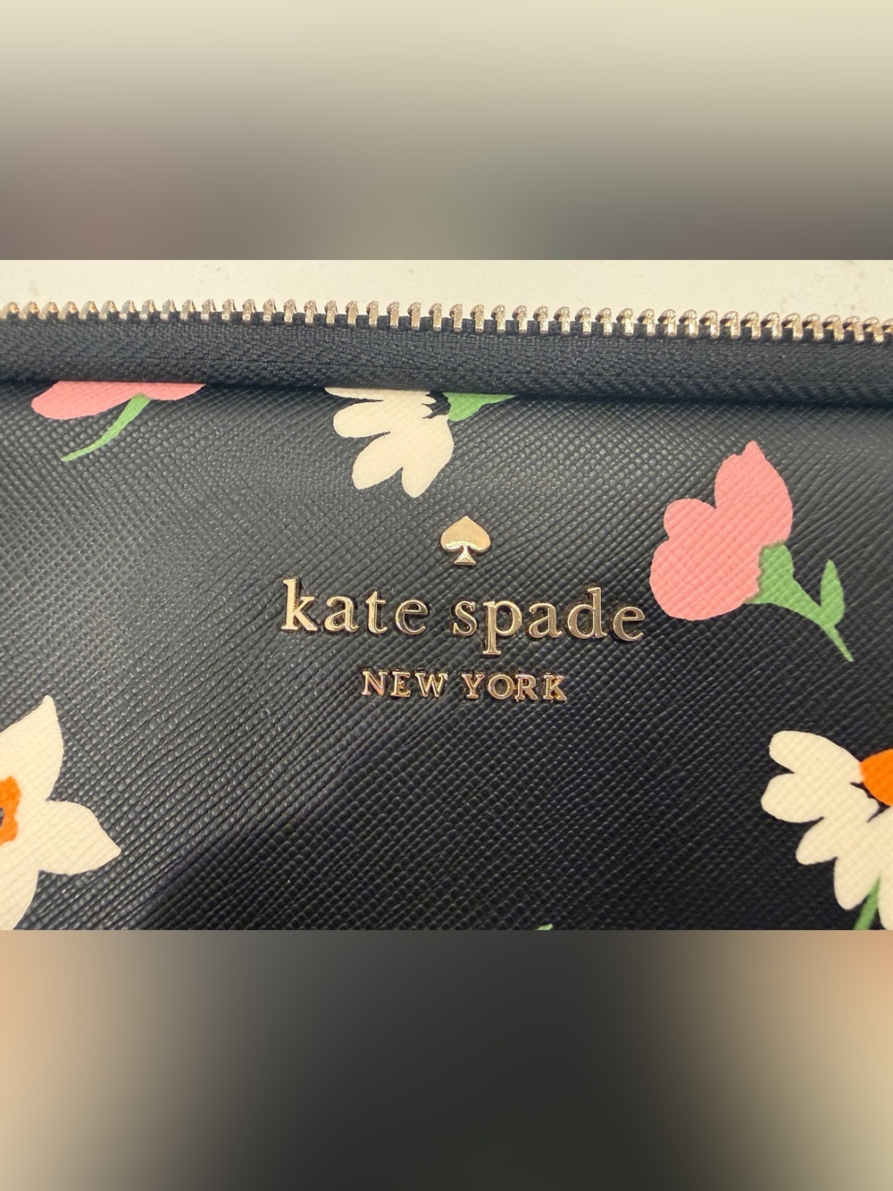 Kate Spade Black Floral Waltz Printed Laptop Sleeve. 0.79” W x10.63” H x15.16” D - Picture 2 of 5